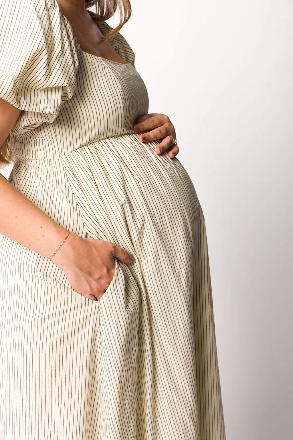 Jules Striped Maxi Dress in Natural/Black - Bump Friendly