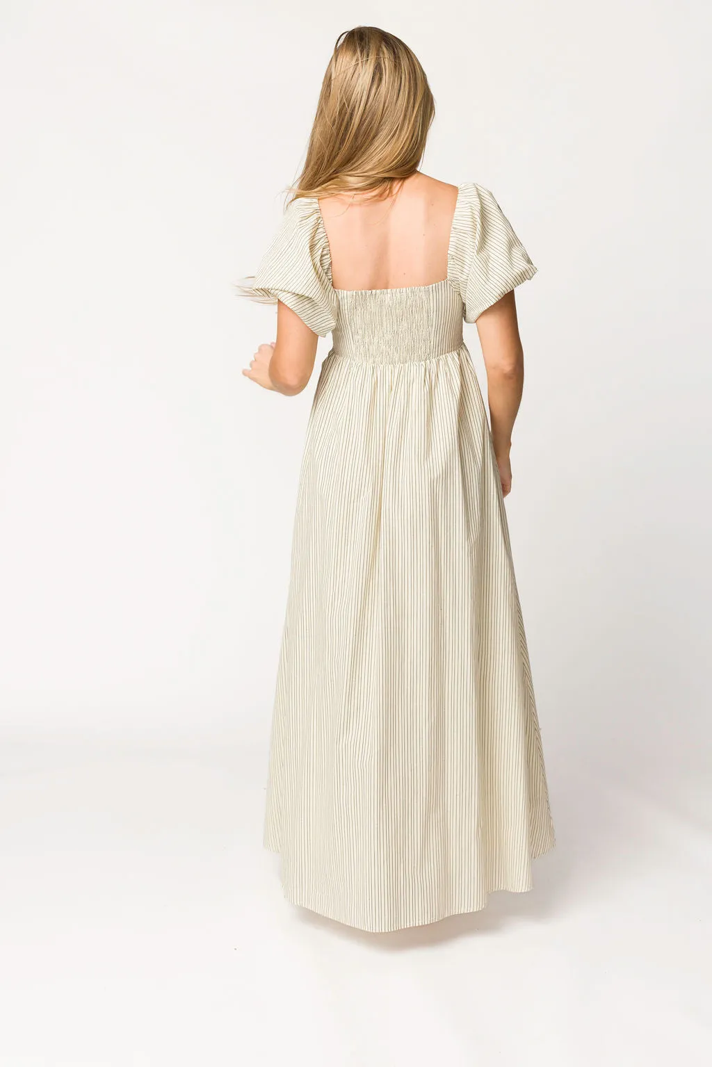 Jules Striped Maxi Dress in Natural/Black - Bump Friendly