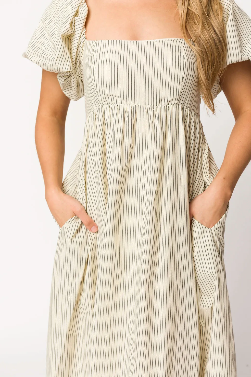 Jules Striped Maxi Dress in Natural/Black - Bump Friendly