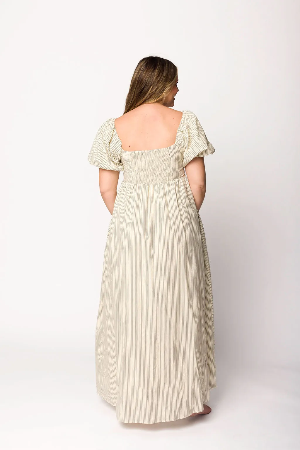 Jules Striped Maxi Dress in Natural/Black - Bump Friendly