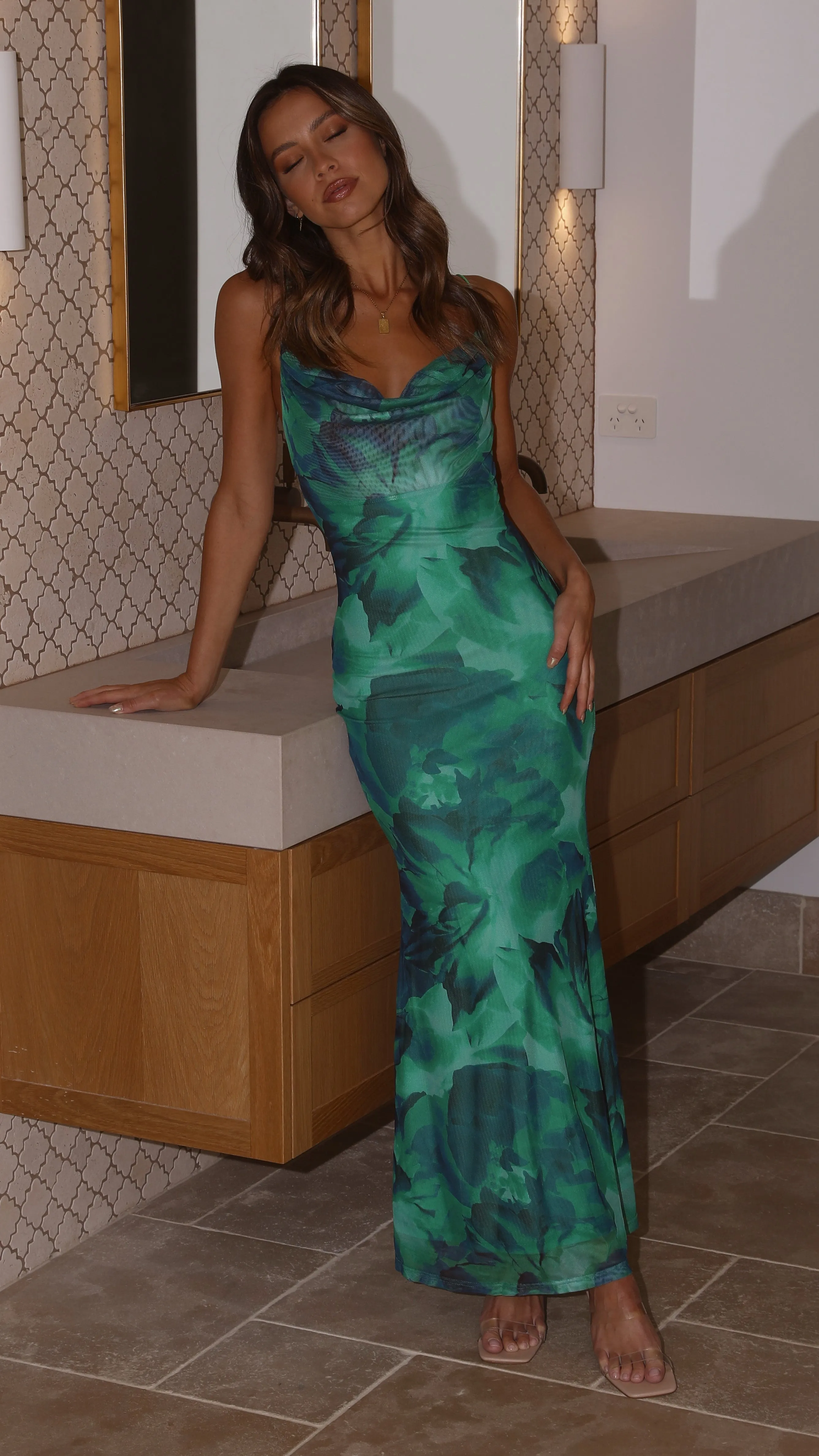 Kapri Slip Dress - Green Floral