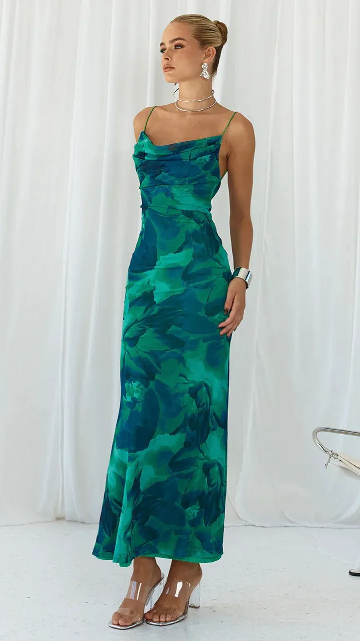 Kapri Slip Dress - Green Floral