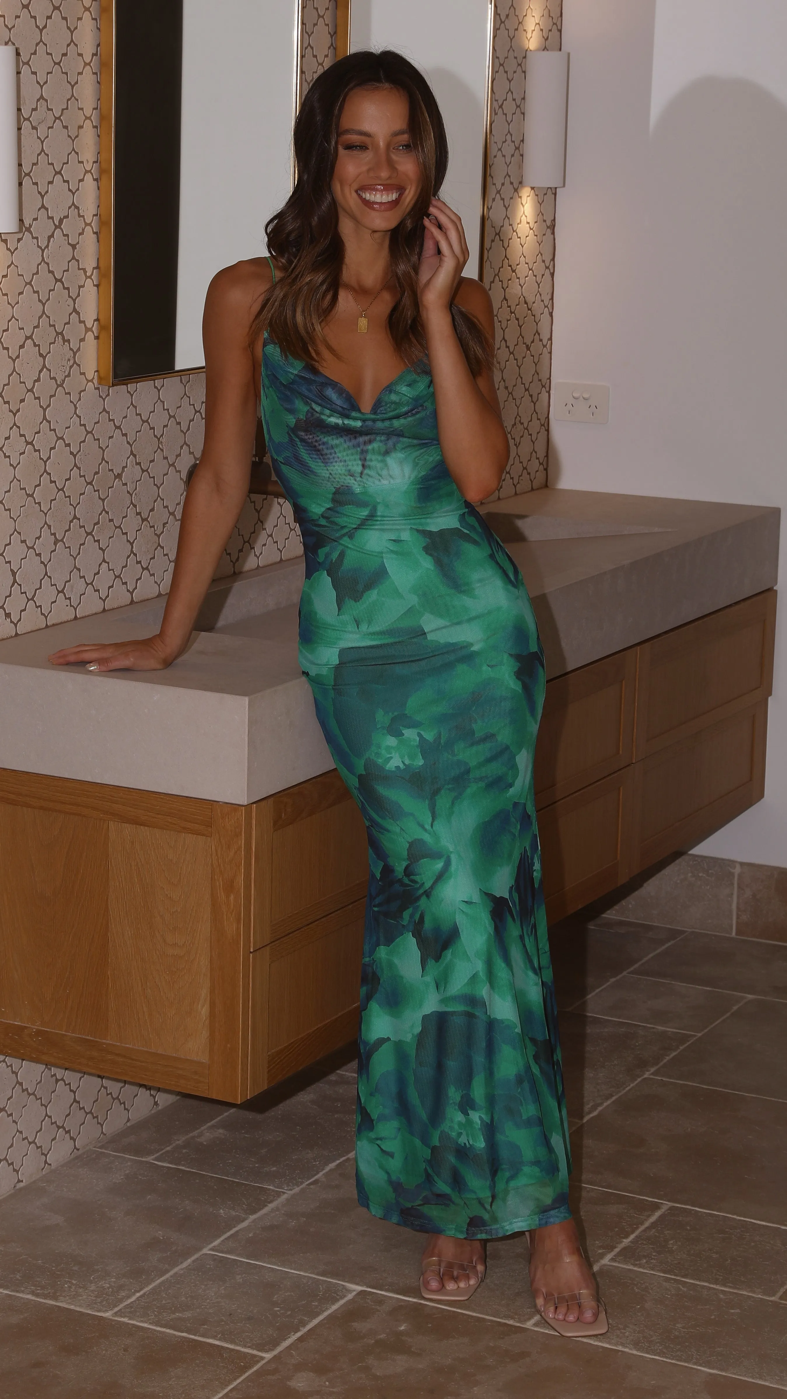 Kapri Slip Dress - Green Floral