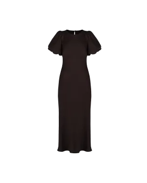 KENDALL SATIN  DRESS ESPRESSO