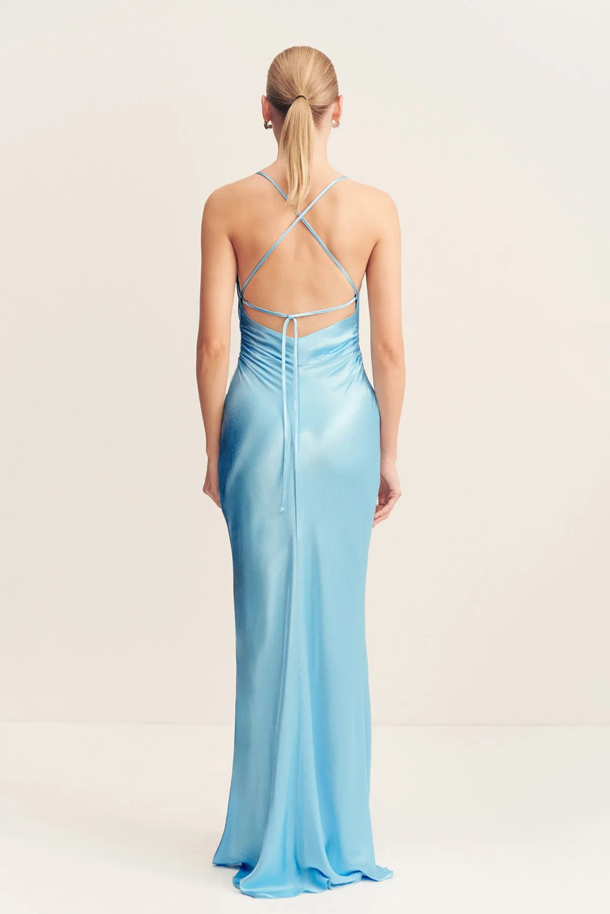 LA LUNE LACE BACK MAXI DRESS - ICEBERG BLUE