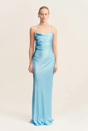 LA LUNE LACE BACK MAXI DRESS - ICEBERG BLUE