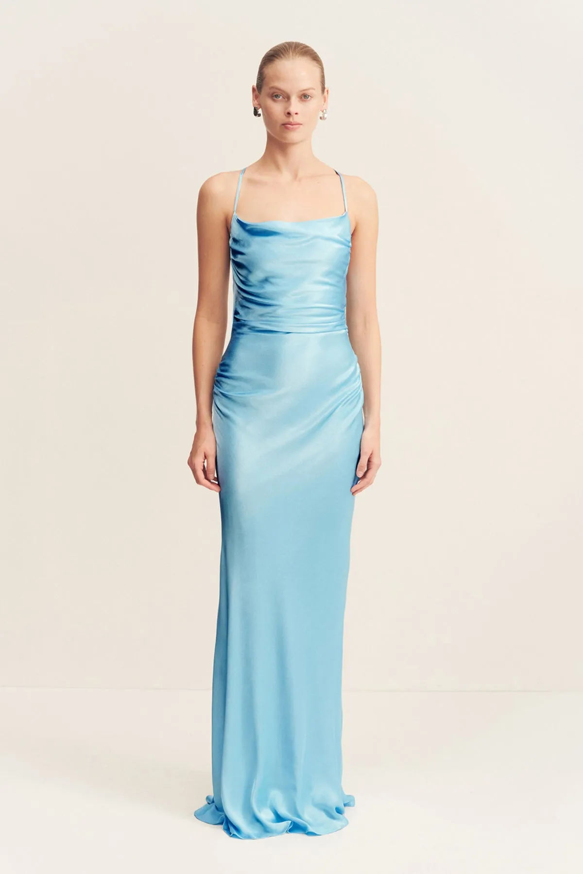 LA LUNE LACE BACK MAXI DRESS - ICEBERG BLUE