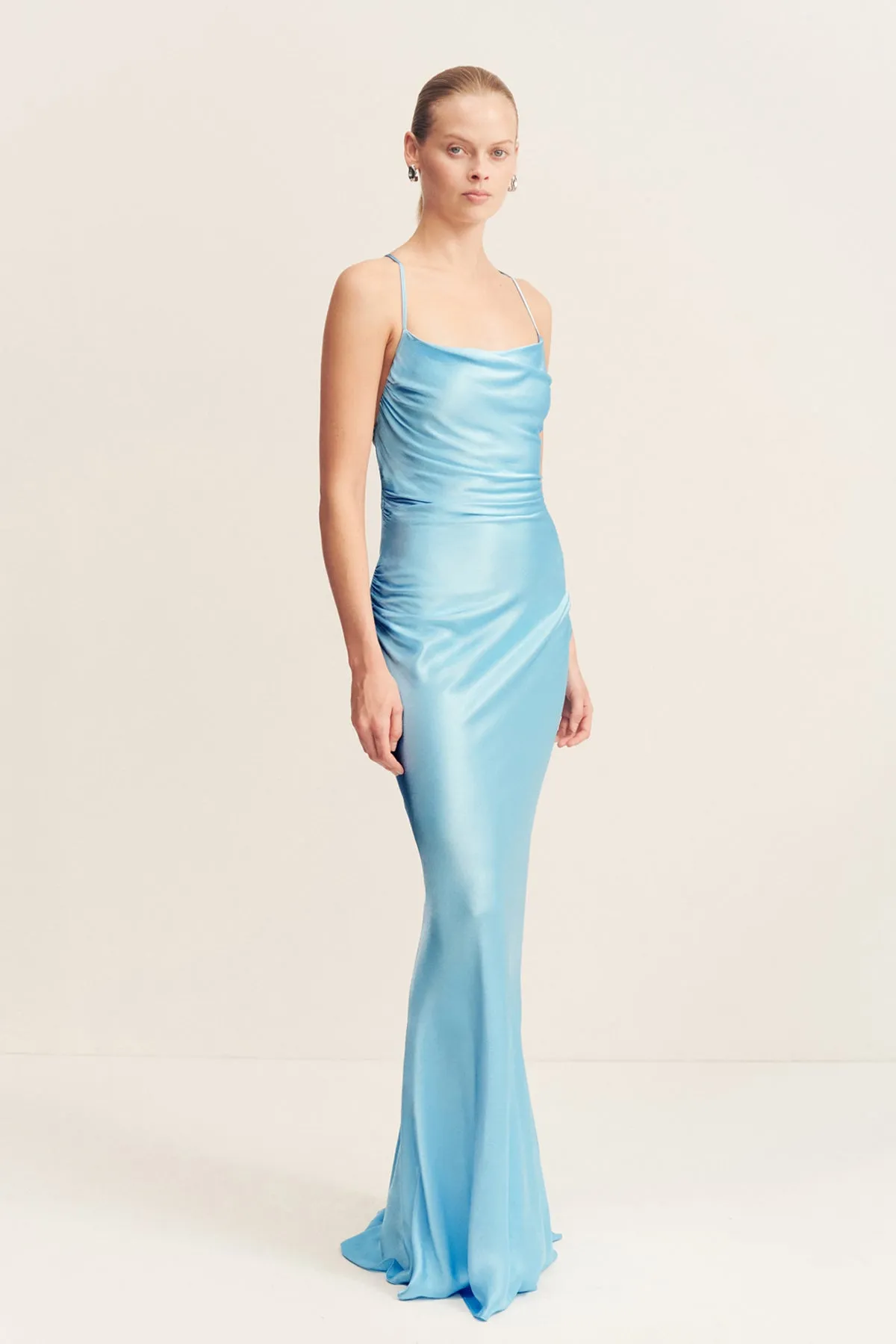 LA LUNE LACE BACK MAXI DRESS - ICEBERG BLUE