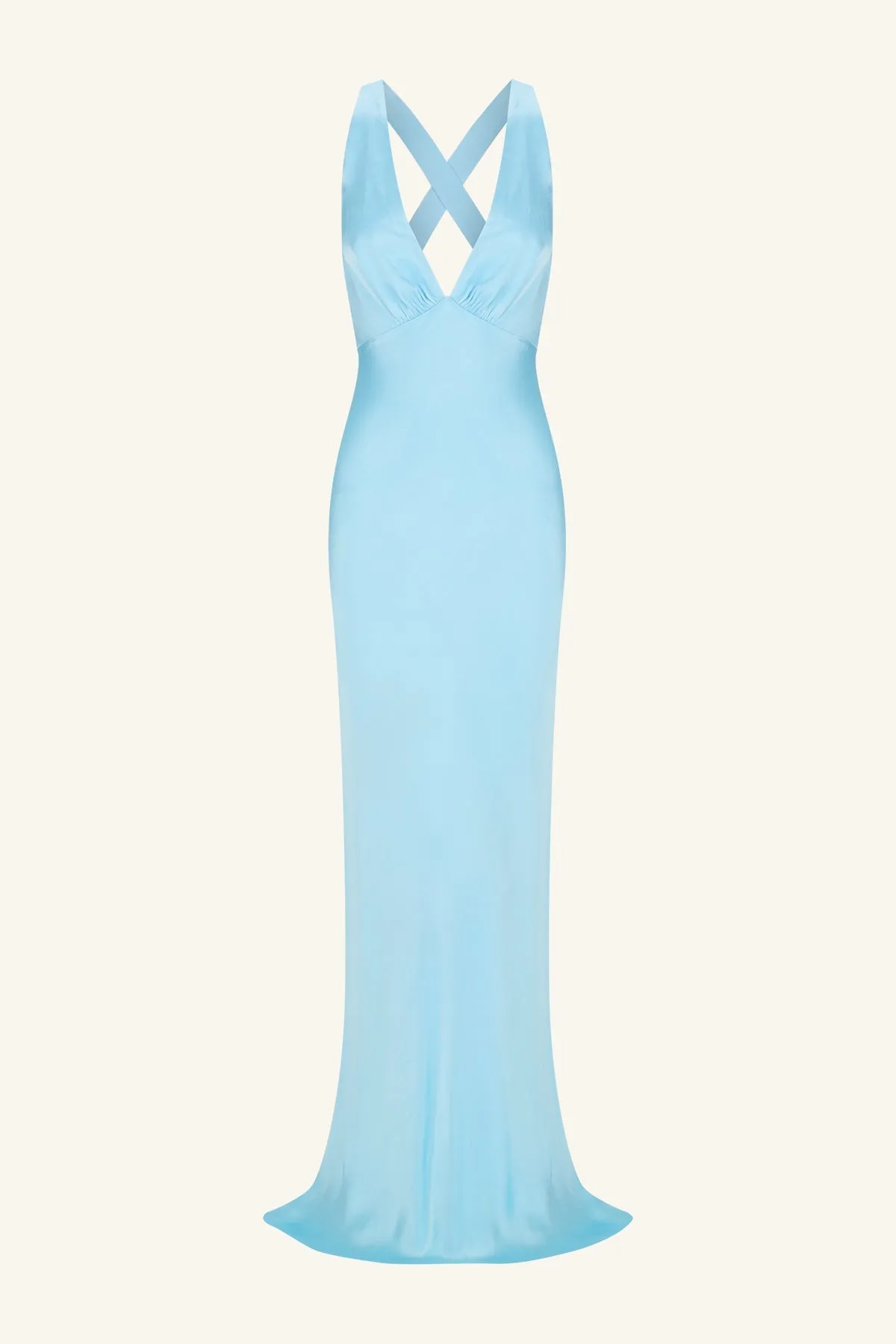 LA LUNE PLUNGED CROSS BACK MAXI DRESS - ICEBERG BLUE