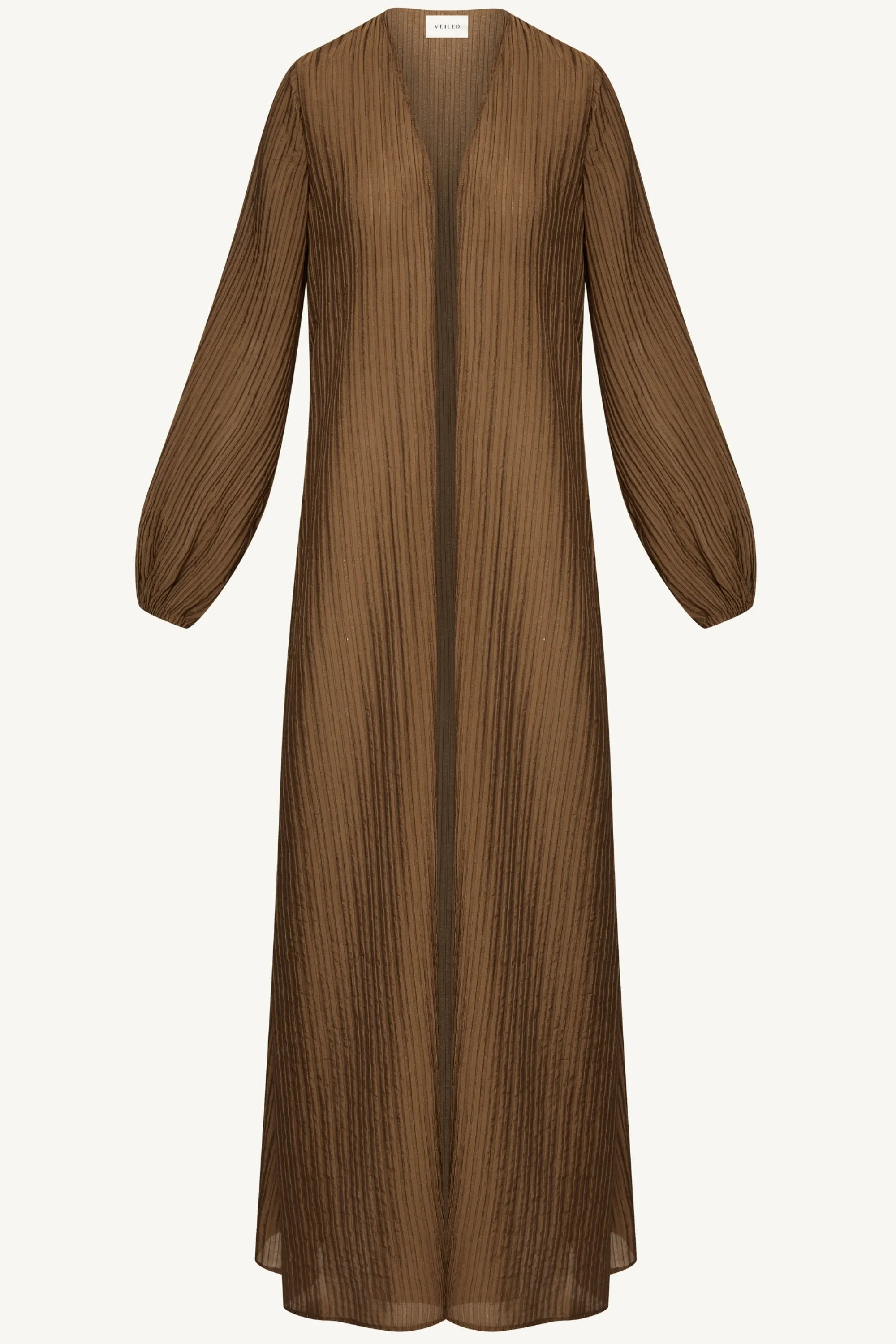 Lamya Balloon Sleeve Open Abaya - Desert Palm