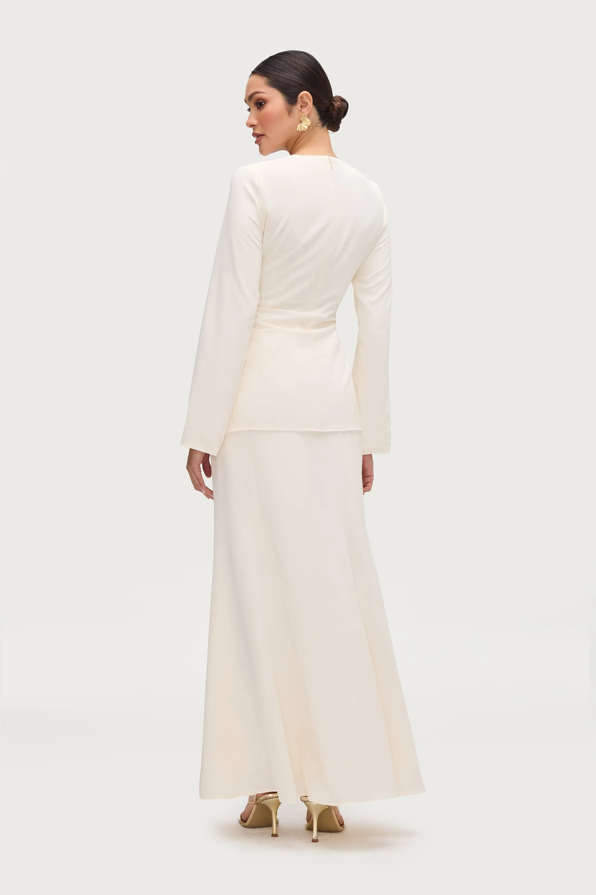 Layali Tie Waist Top & Skirt Set - Moonbeam