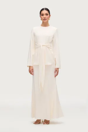 Layali Tie Waist Top & Skirt Set - Moonbeam