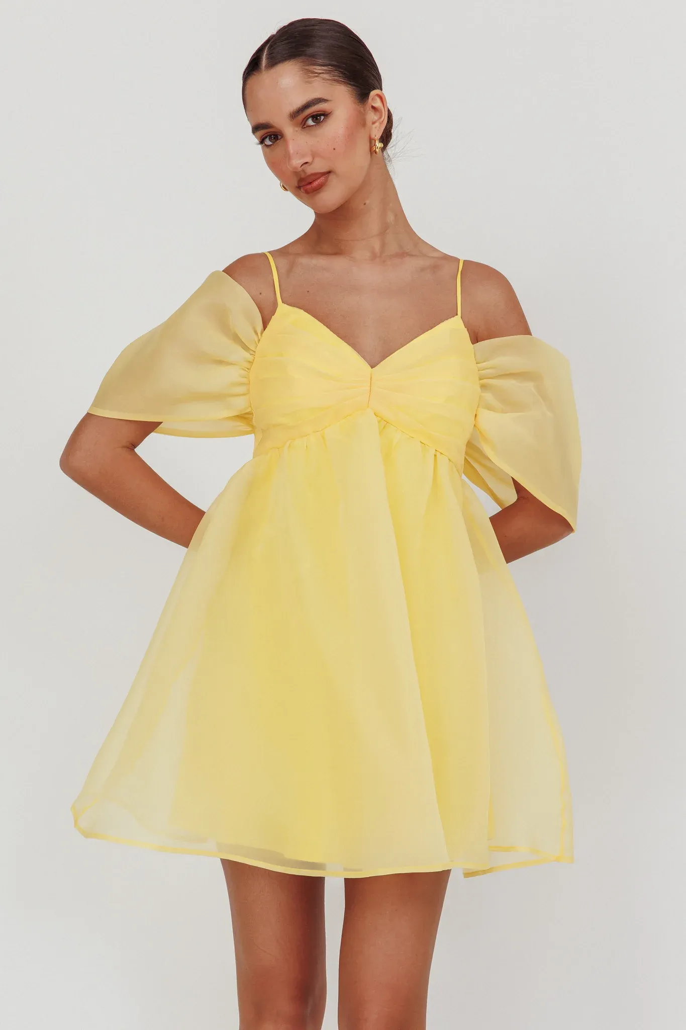 Little Liar Organza Mini Dress Yellow