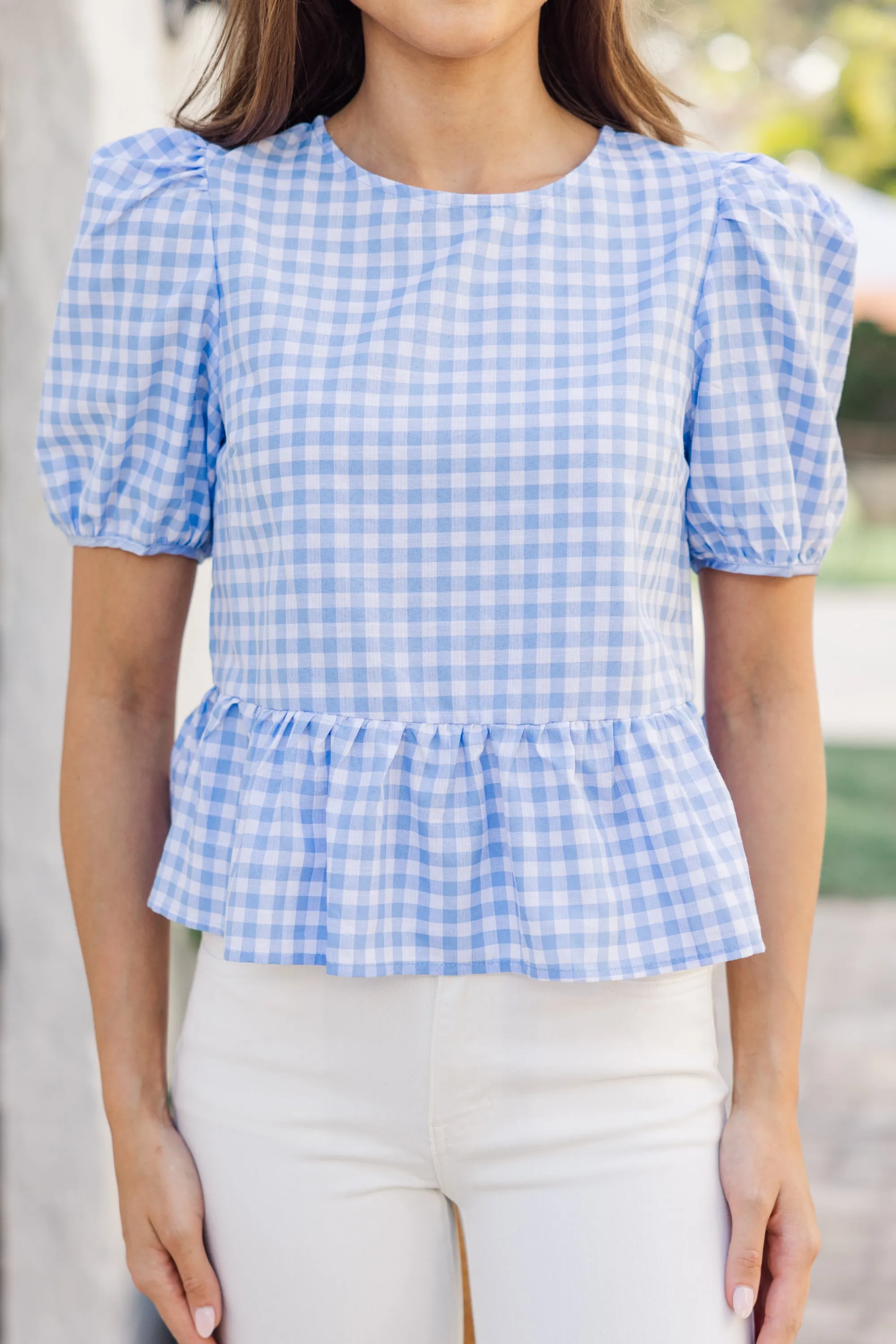 Little Moments Baby Blue Gingham Blouse