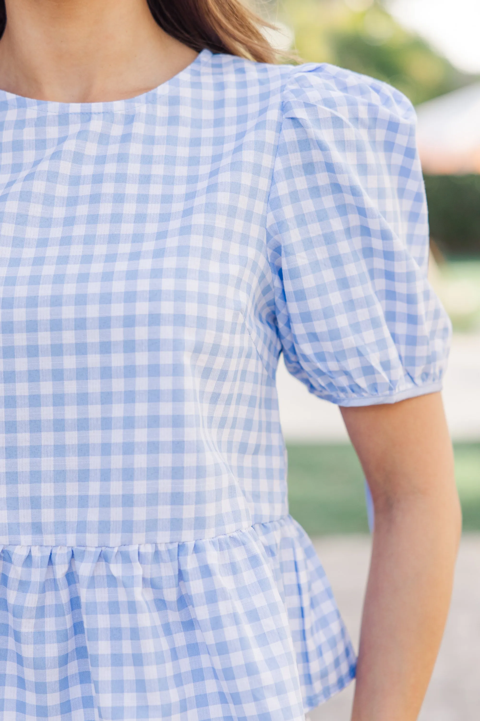 Little Moments Baby Blue Gingham Blouse