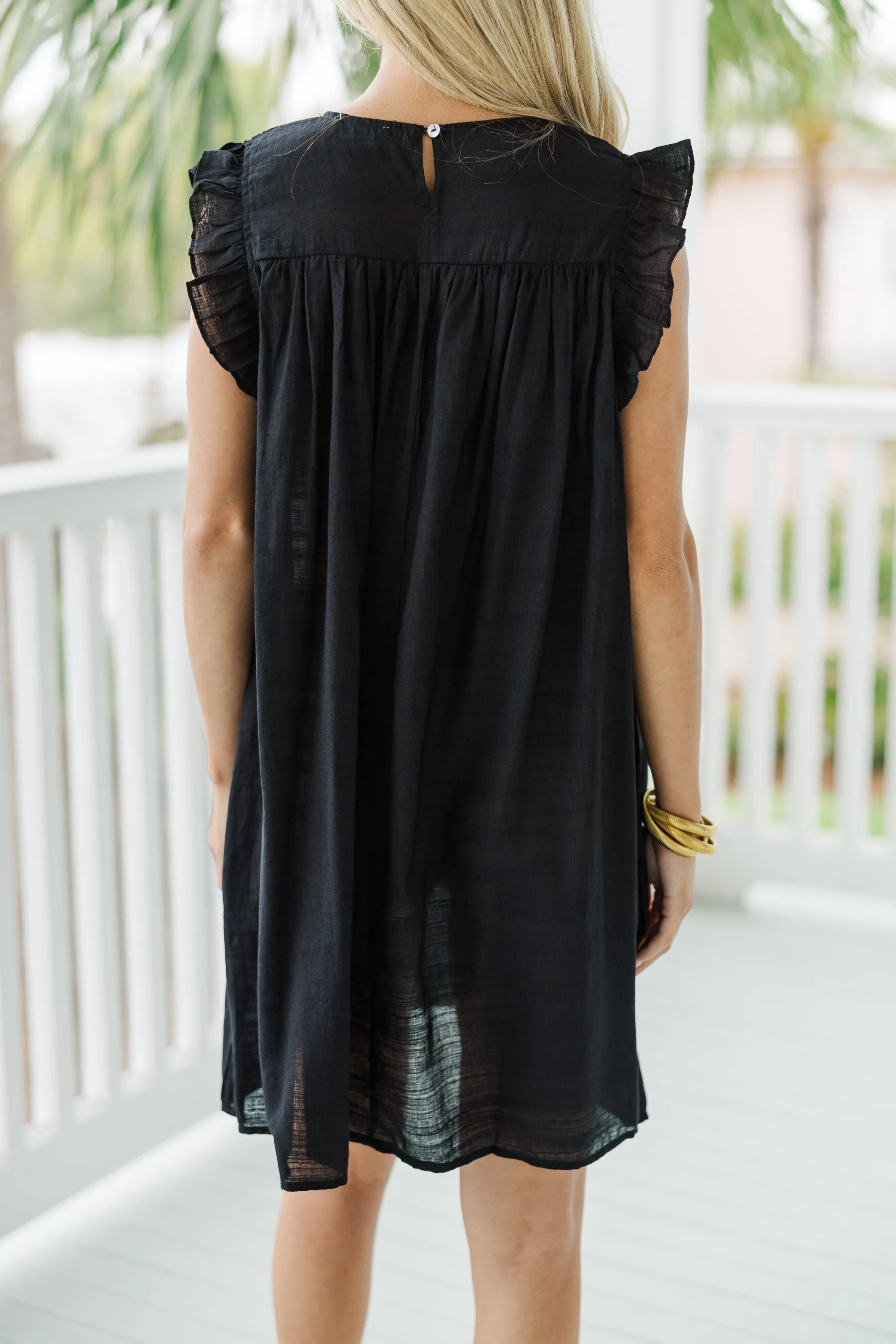 Longing For Love Black Ruffled Dress