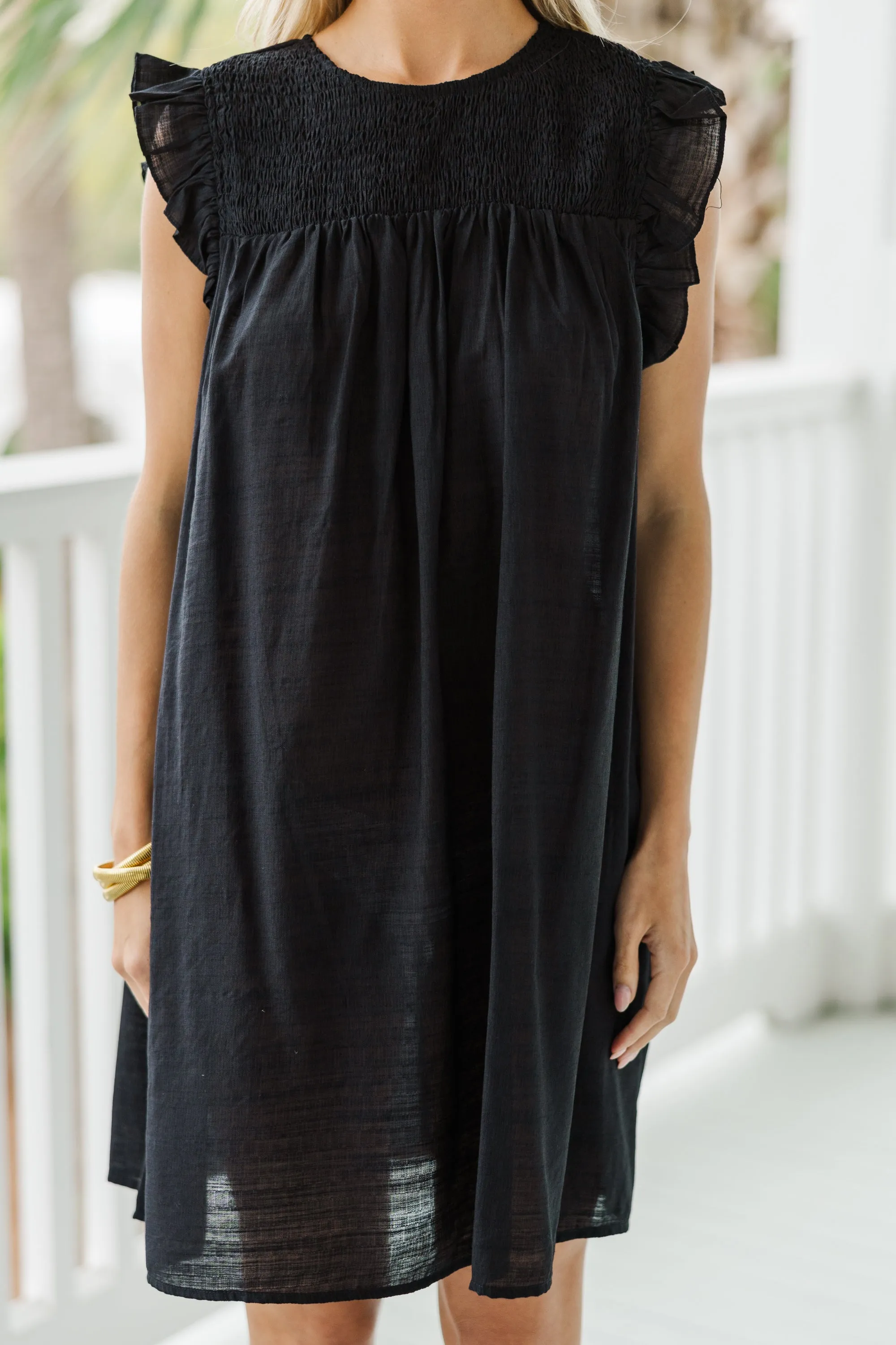 Longing For Love Black Ruffled Dress