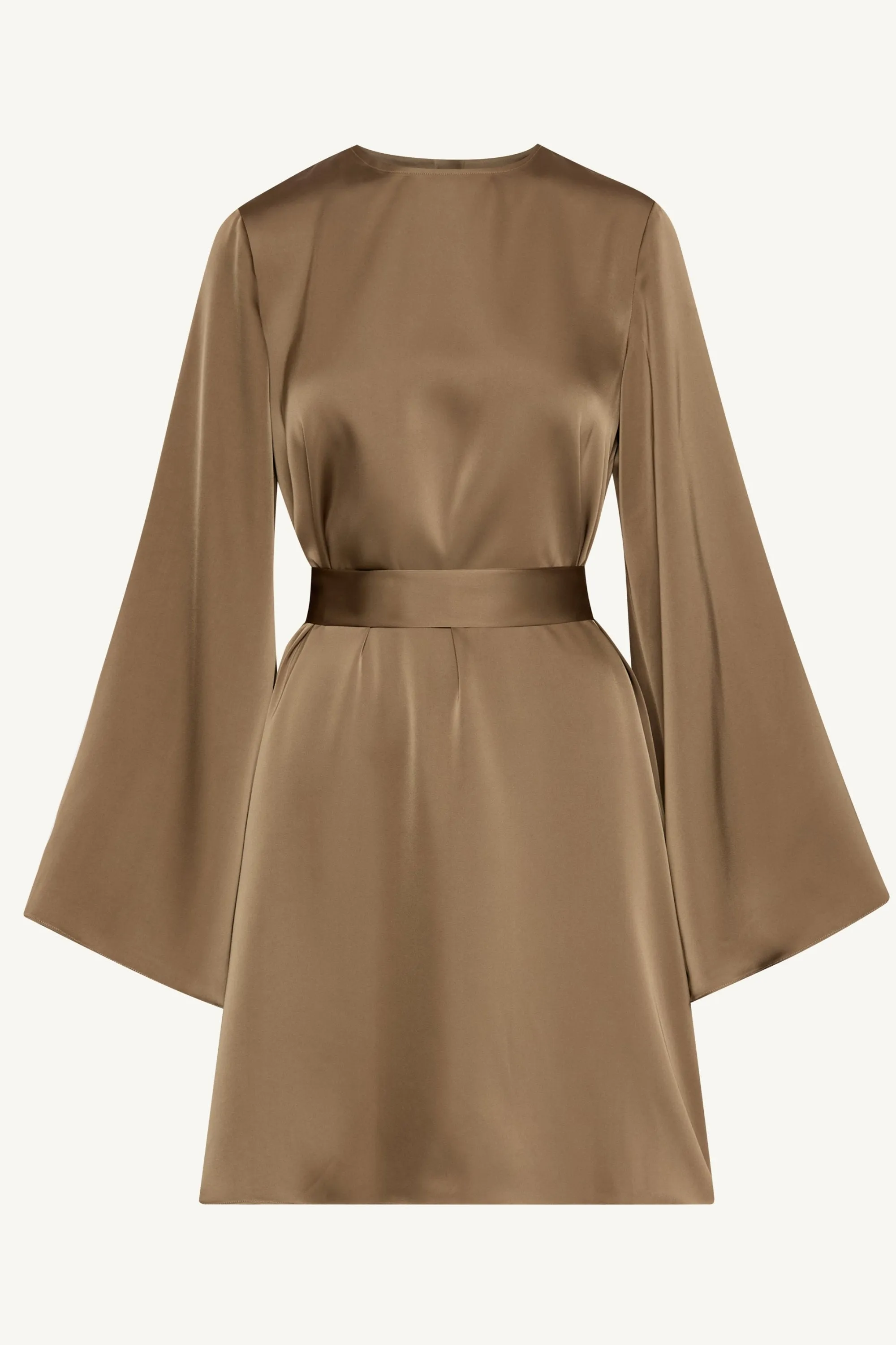 Longline Side Slit Satin Tunic - Desert Palm