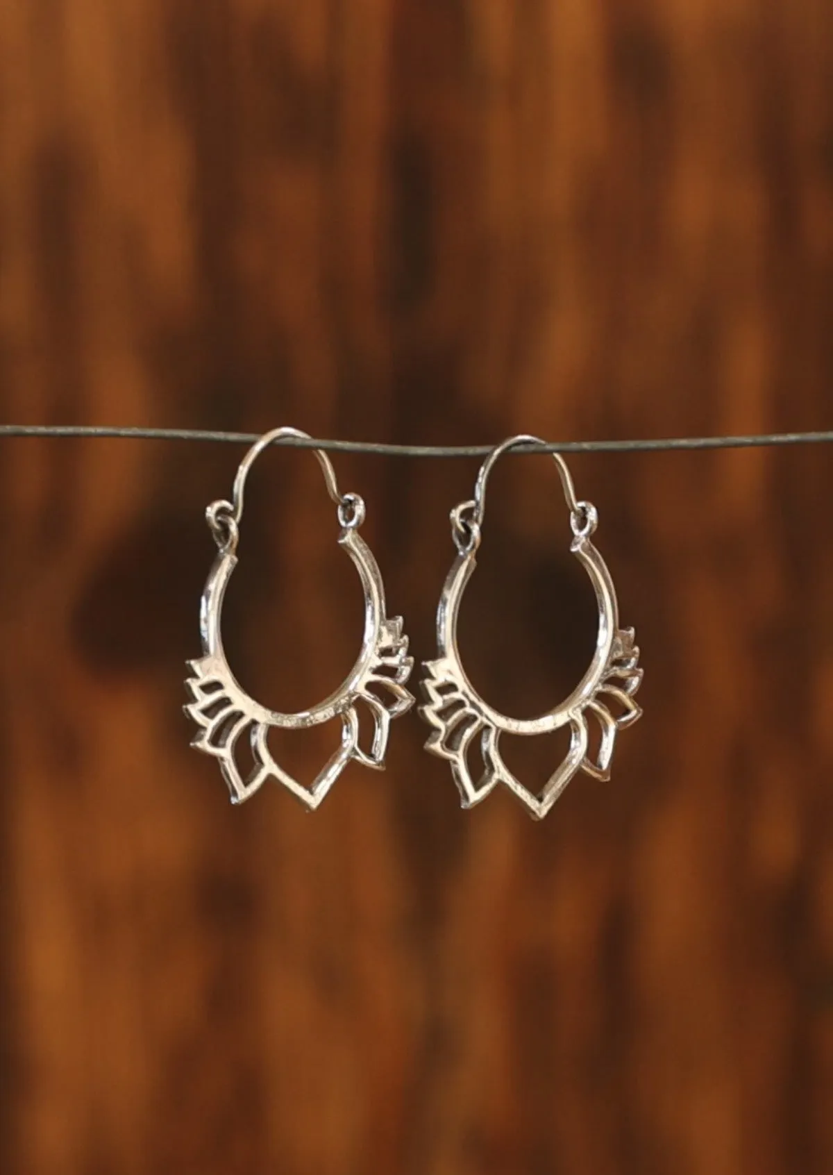 Lotus Loop Silver Earrings