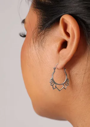 Lotus Loop Silver Earrings