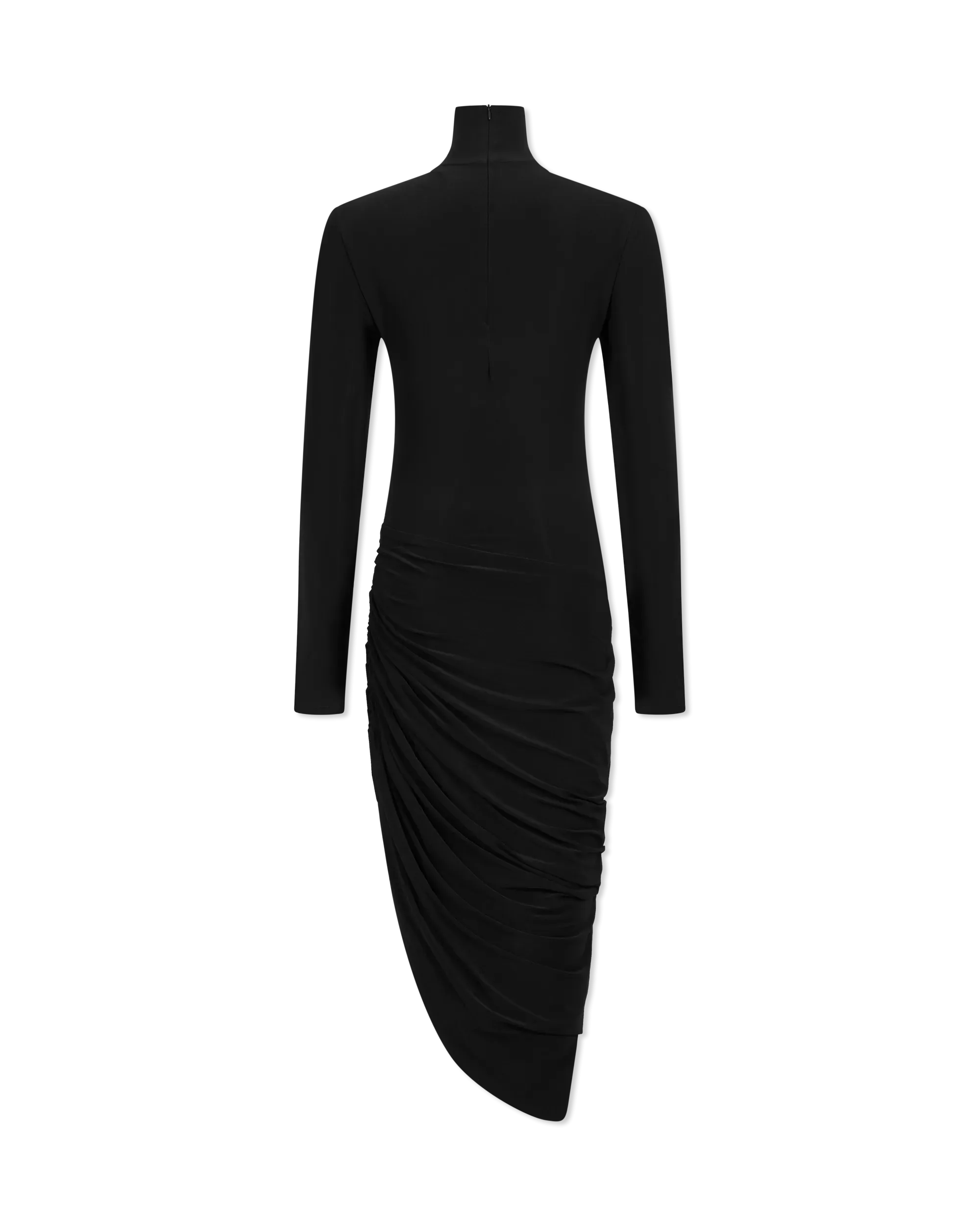 L/S Turtleneck Side Drape Midcalf Dress