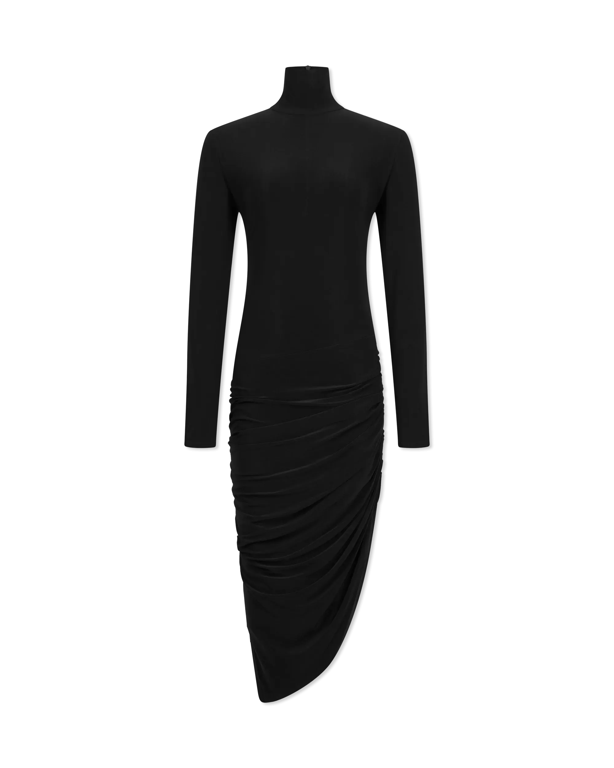 L/S Turtleneck Side Drape Midcalf Dress