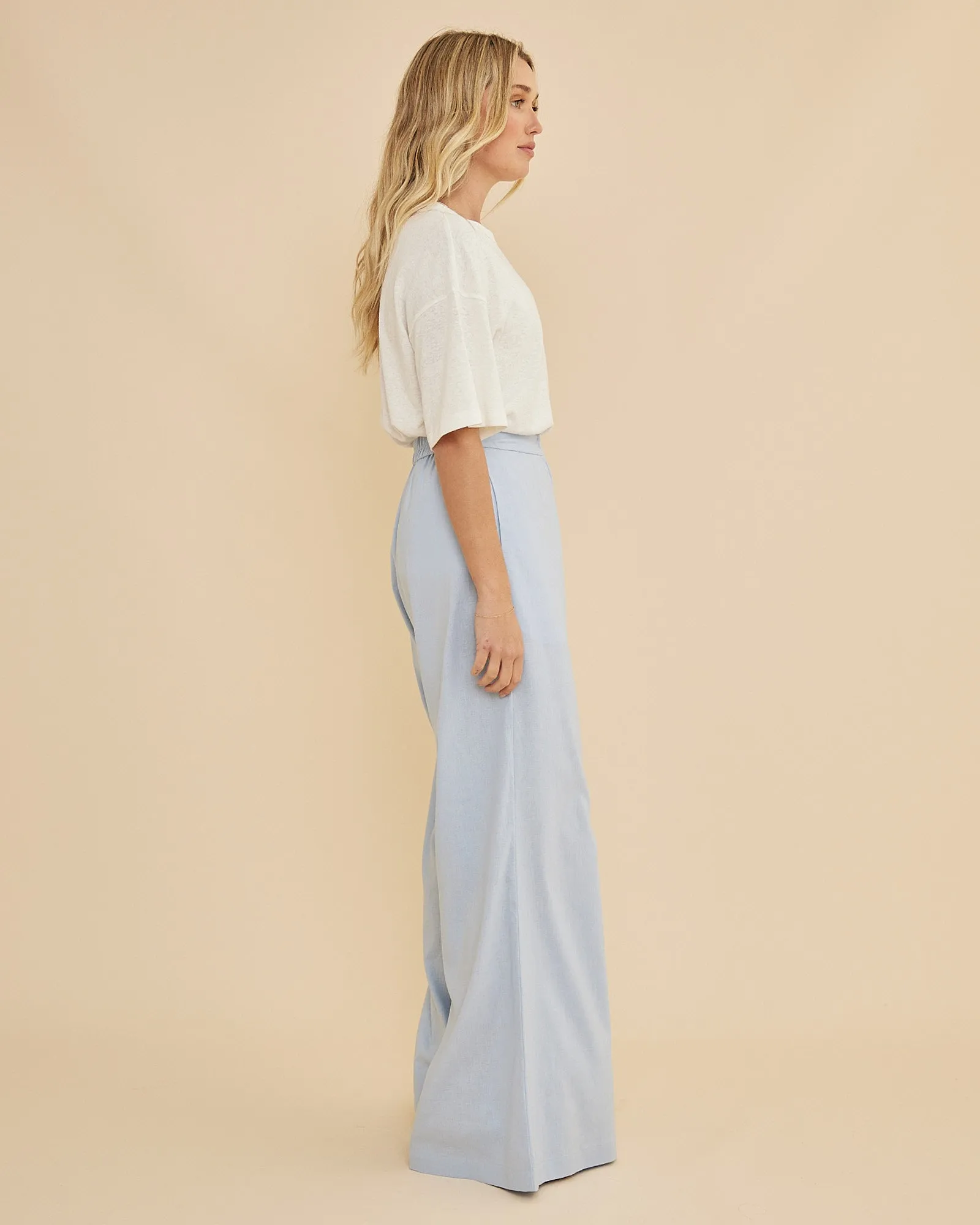 Lucie Wide Leg Pant - Powder Blue