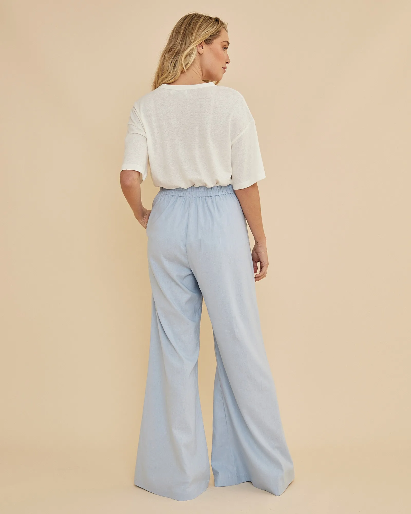 Lucie Wide Leg Pant - Powder Blue