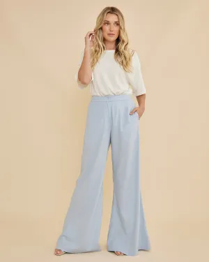 Lucie Wide Leg Pant - Powder Blue