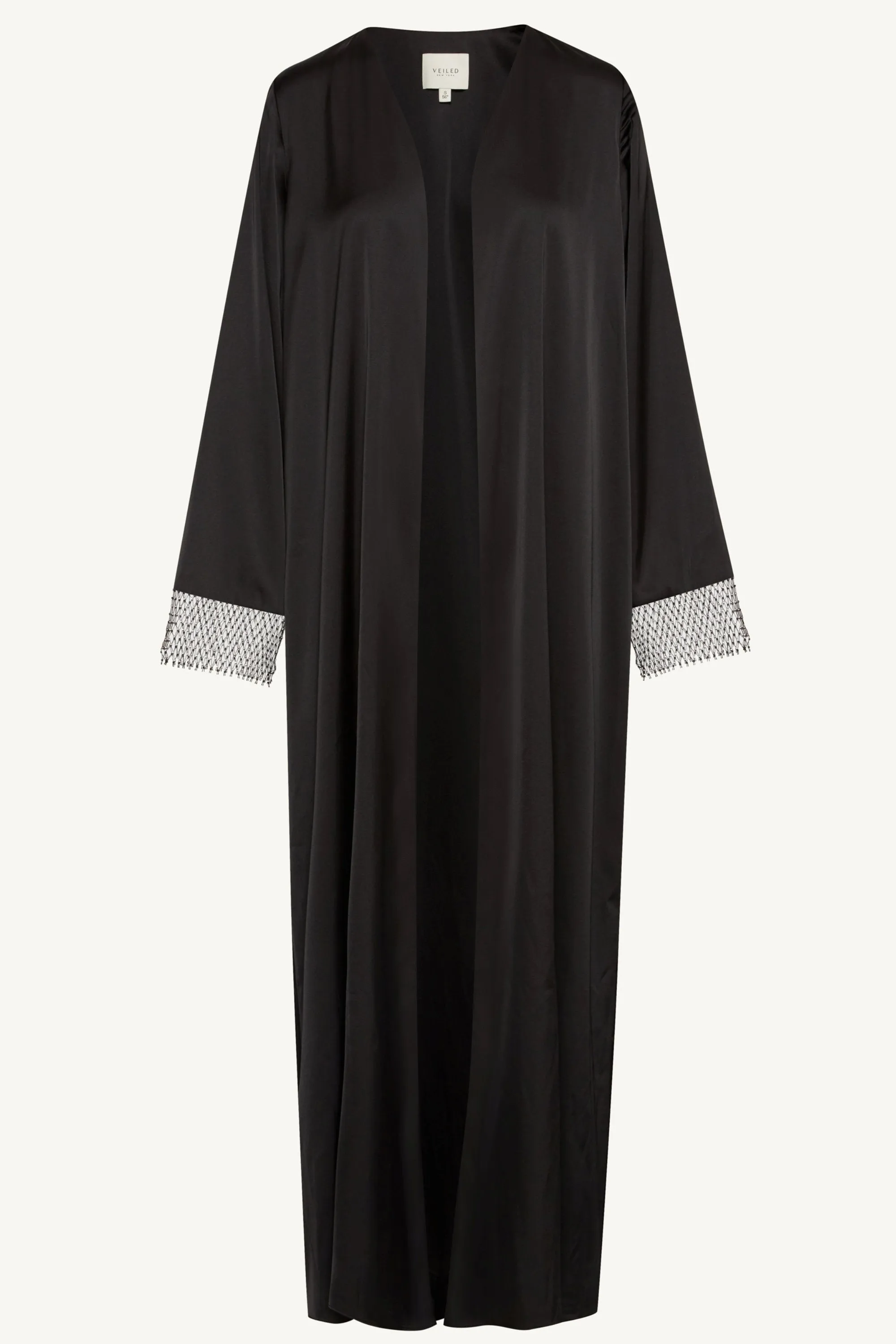 Lyana Crystal Satin Abaya - Black