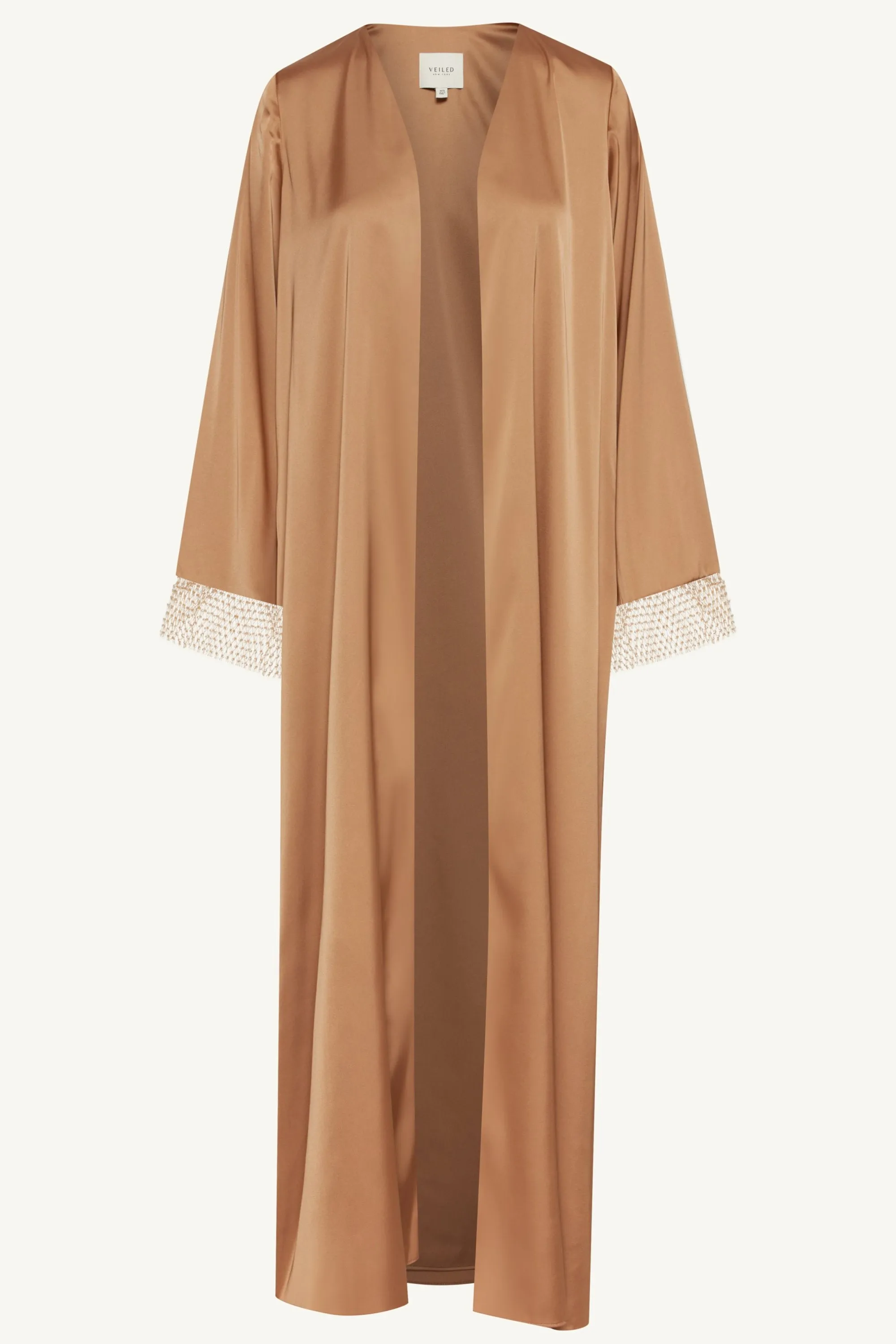 Lyana Crystal Satin Abaya - Champagne