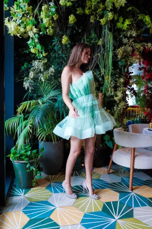 Maine Sage Green Tulle Mini Dress
