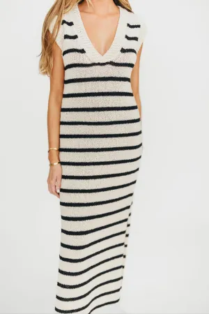 Maria Knit Maxi Dress in Natural/Black