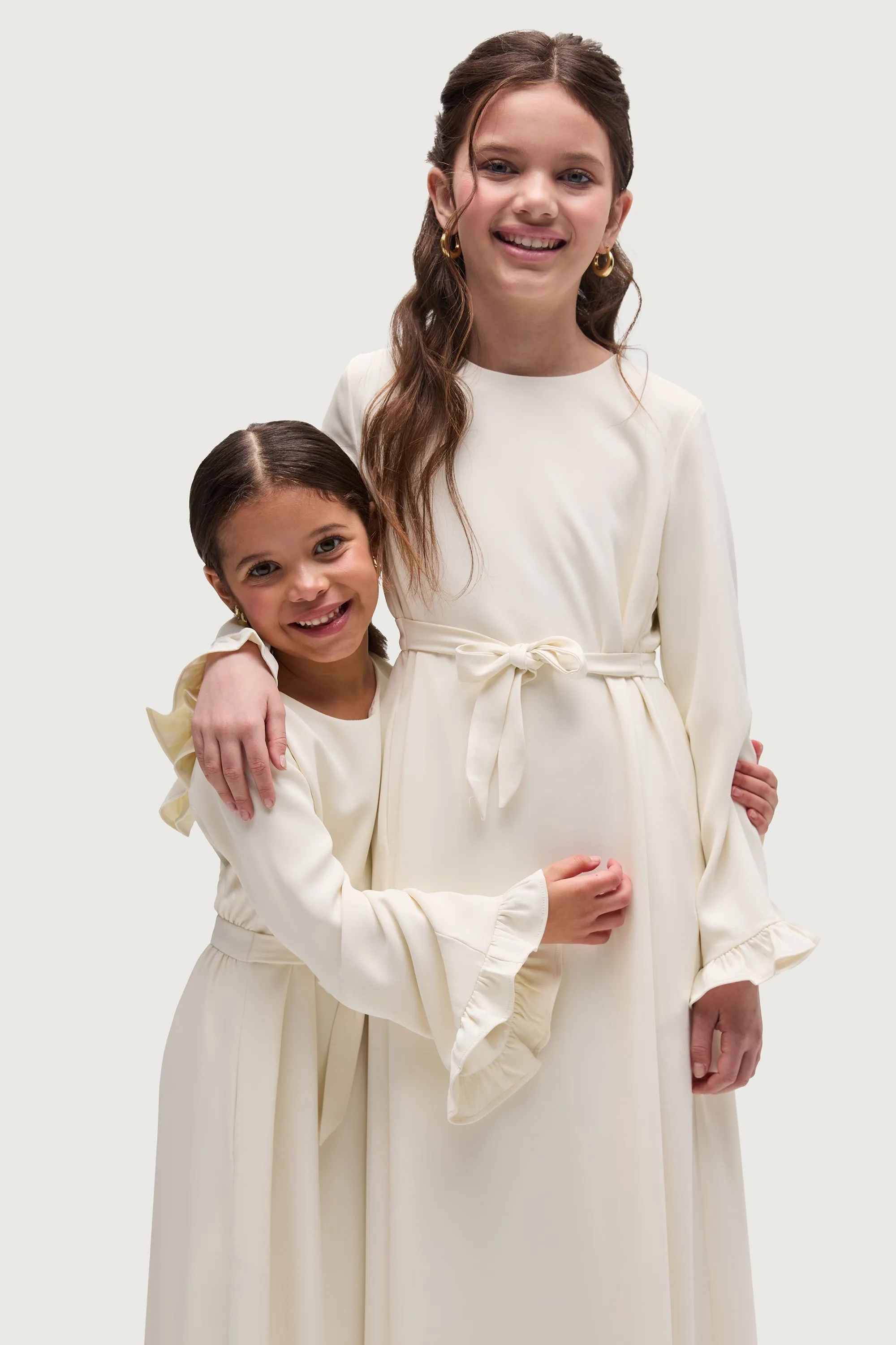 Mariam Ruffle Dress - Off White (Girls)