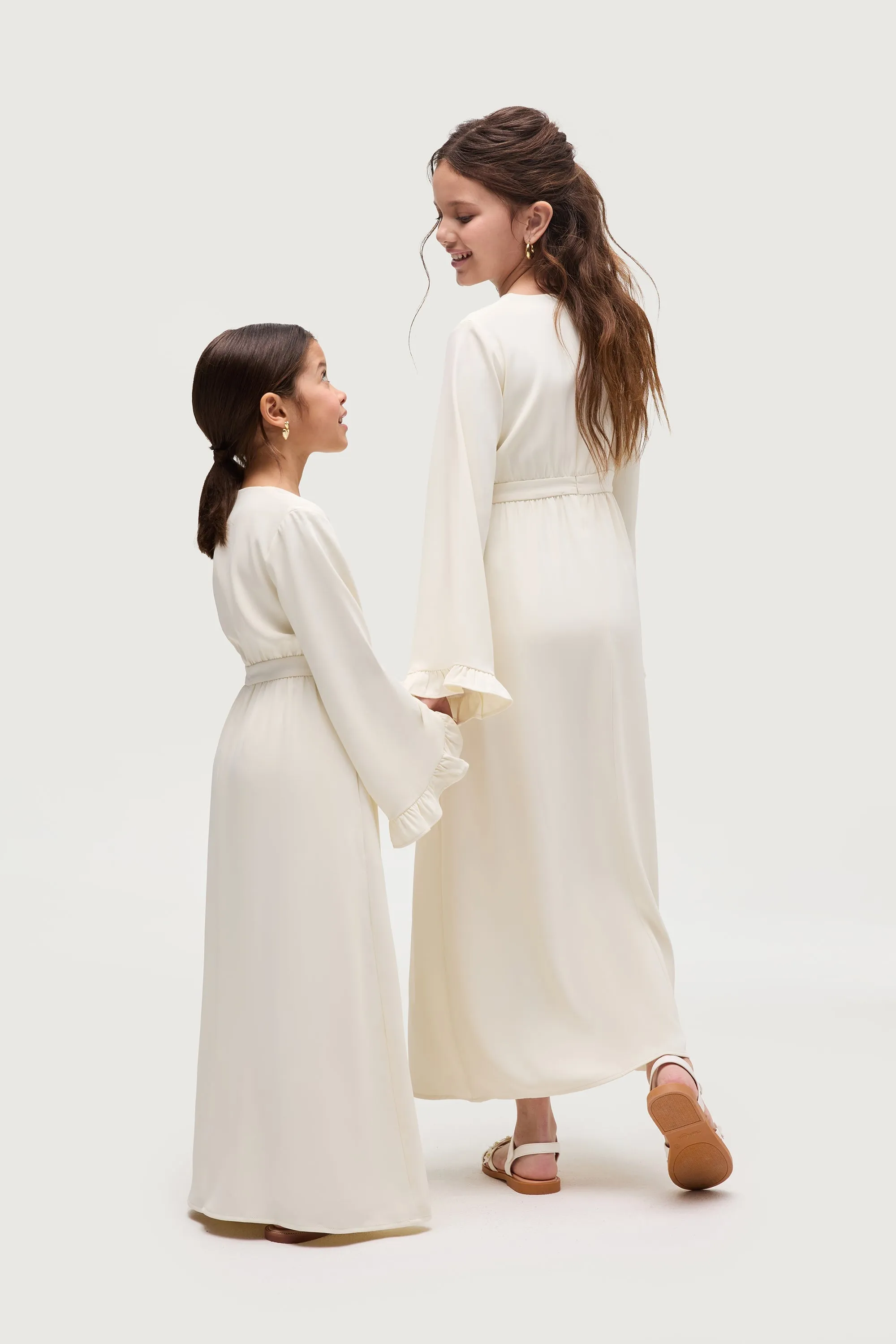 Mariam Ruffle Dress - Off White (Girls)