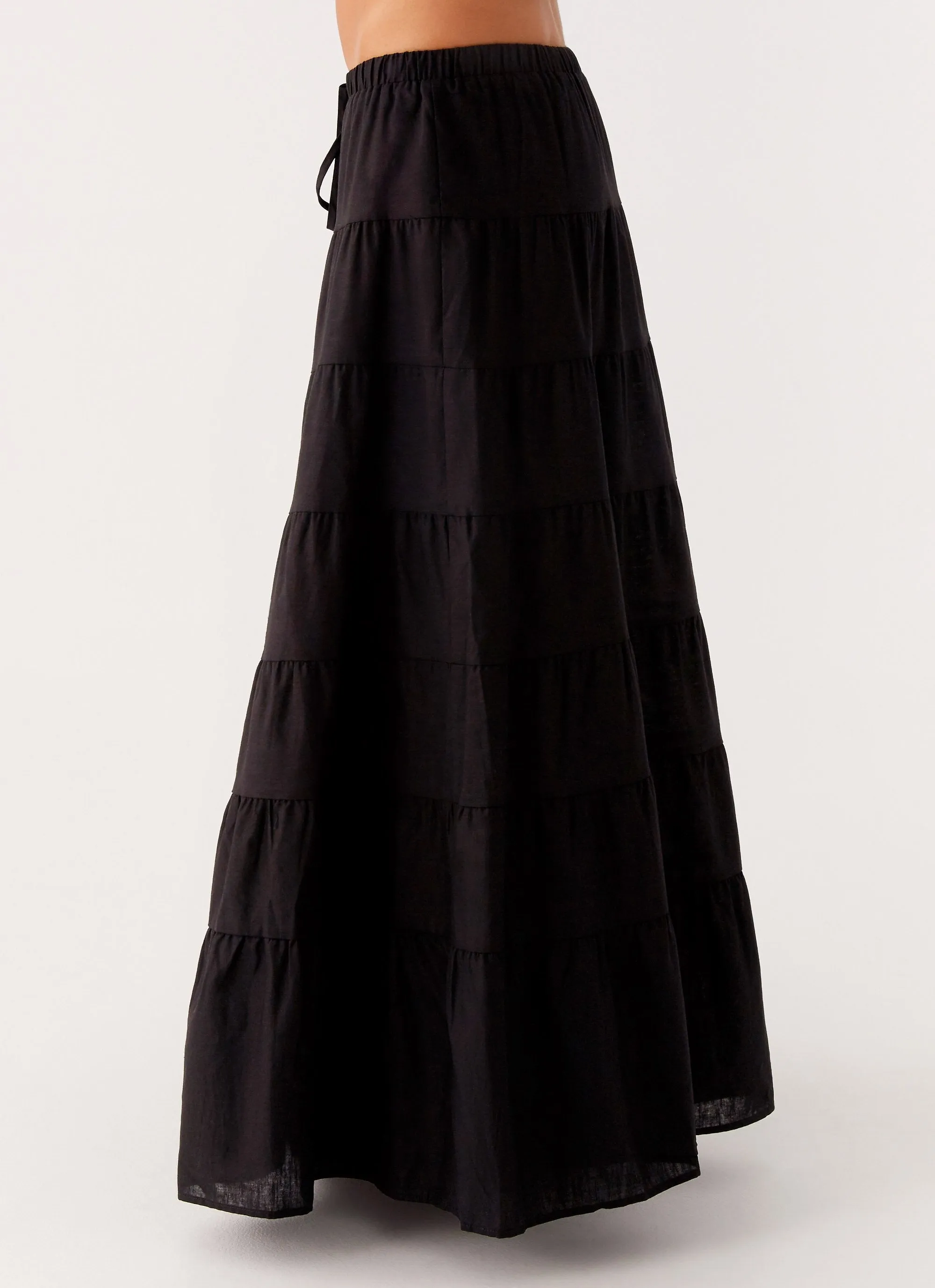 Mariella Linen Maxi Skirt - Black