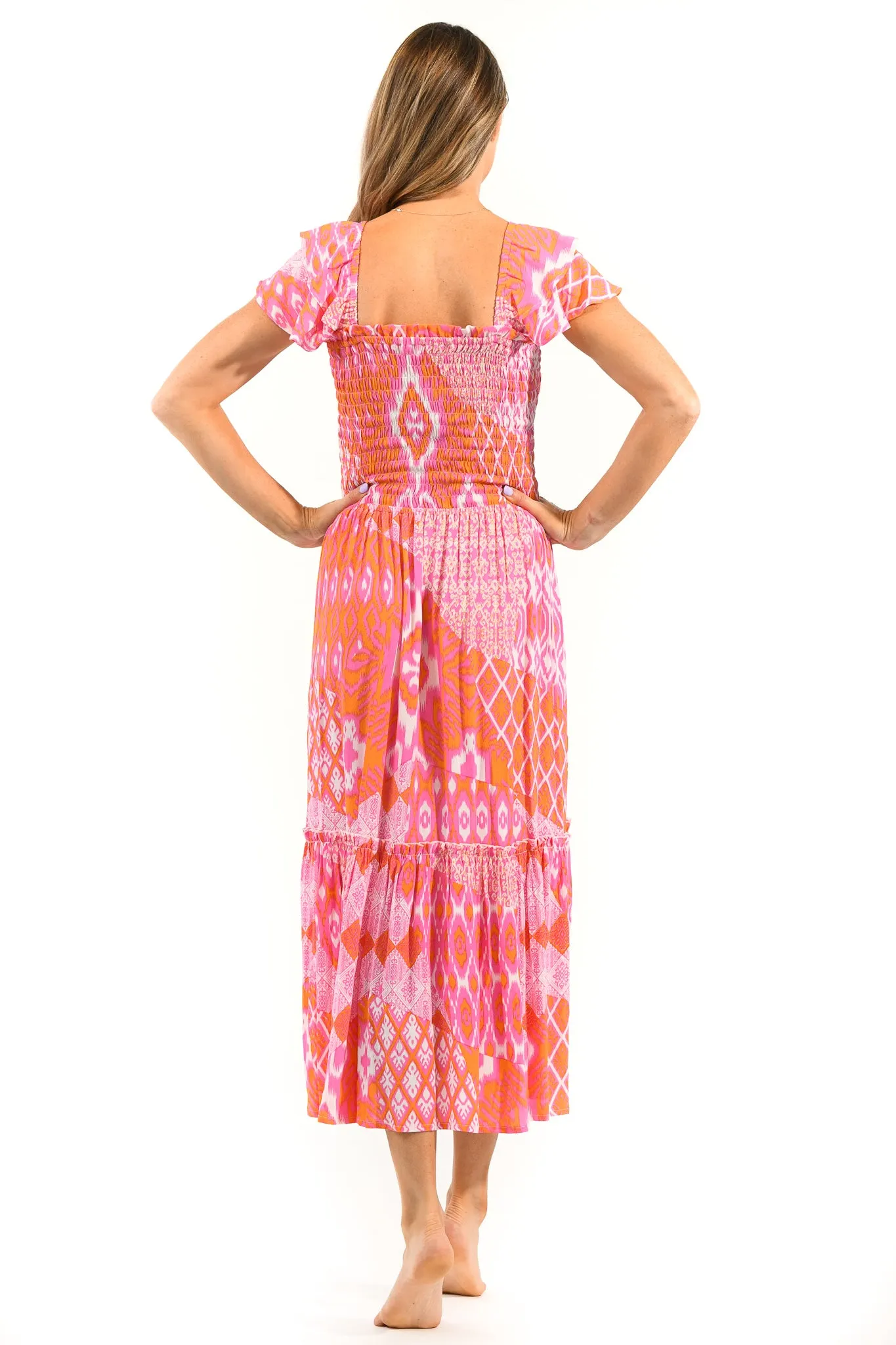Matilda Dress / Flamingo Ikat