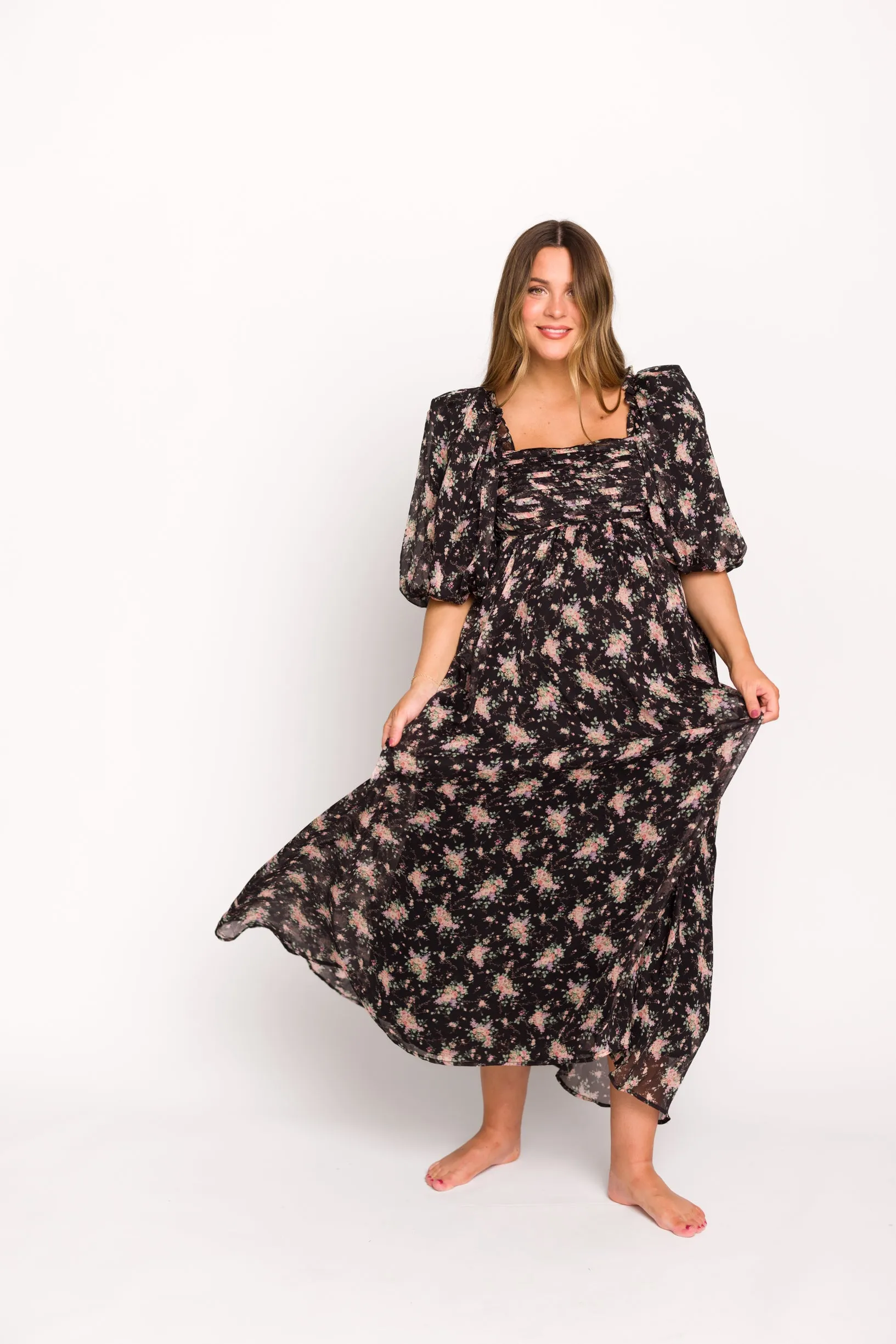 Melody Maxi Dress in Black - Bump Friendly & Inclusive Sizing (S-3XL)