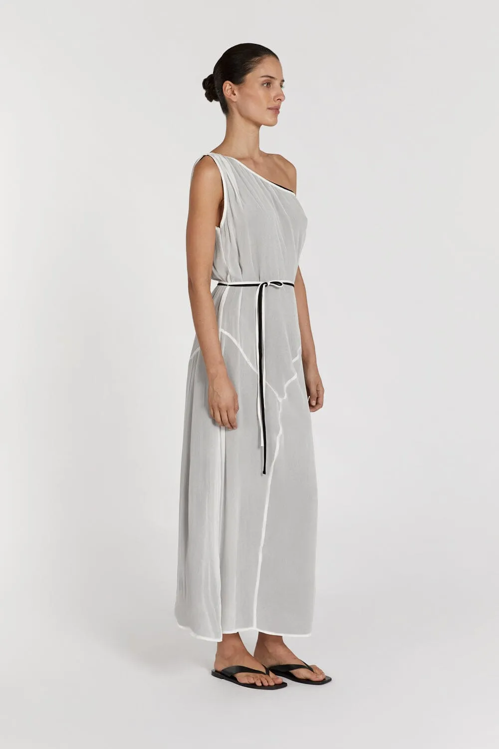 MIA OFF WHITE PANELLED MIDI DRESS