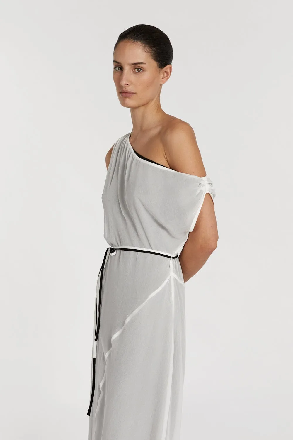 MIA OFF WHITE PANELLED MIDI DRESS