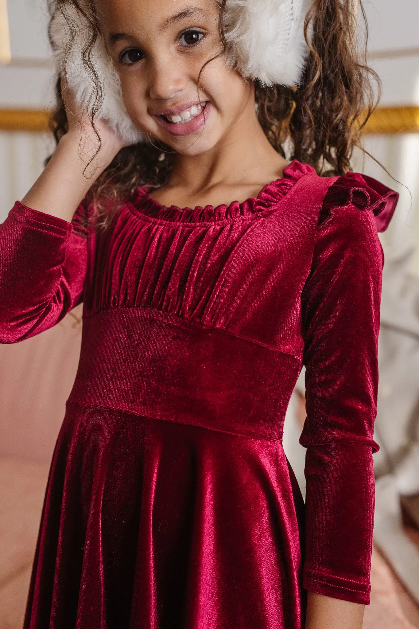 Mini Cleopatra Dress in Wine Velvet - FINAL SALE