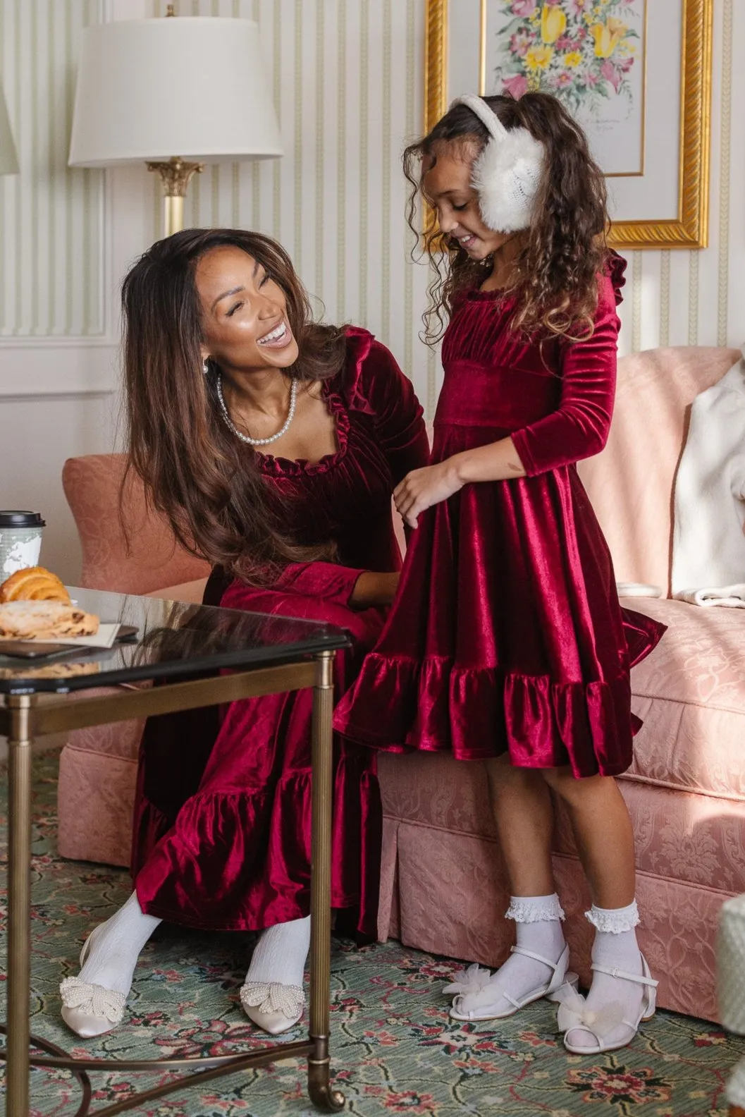 Mini Cleopatra Dress in Wine Velvet - FINAL SALE