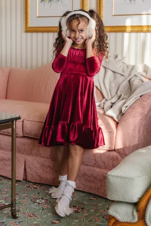 Mini Cleopatra Dress in Wine Velvet - FINAL SALE