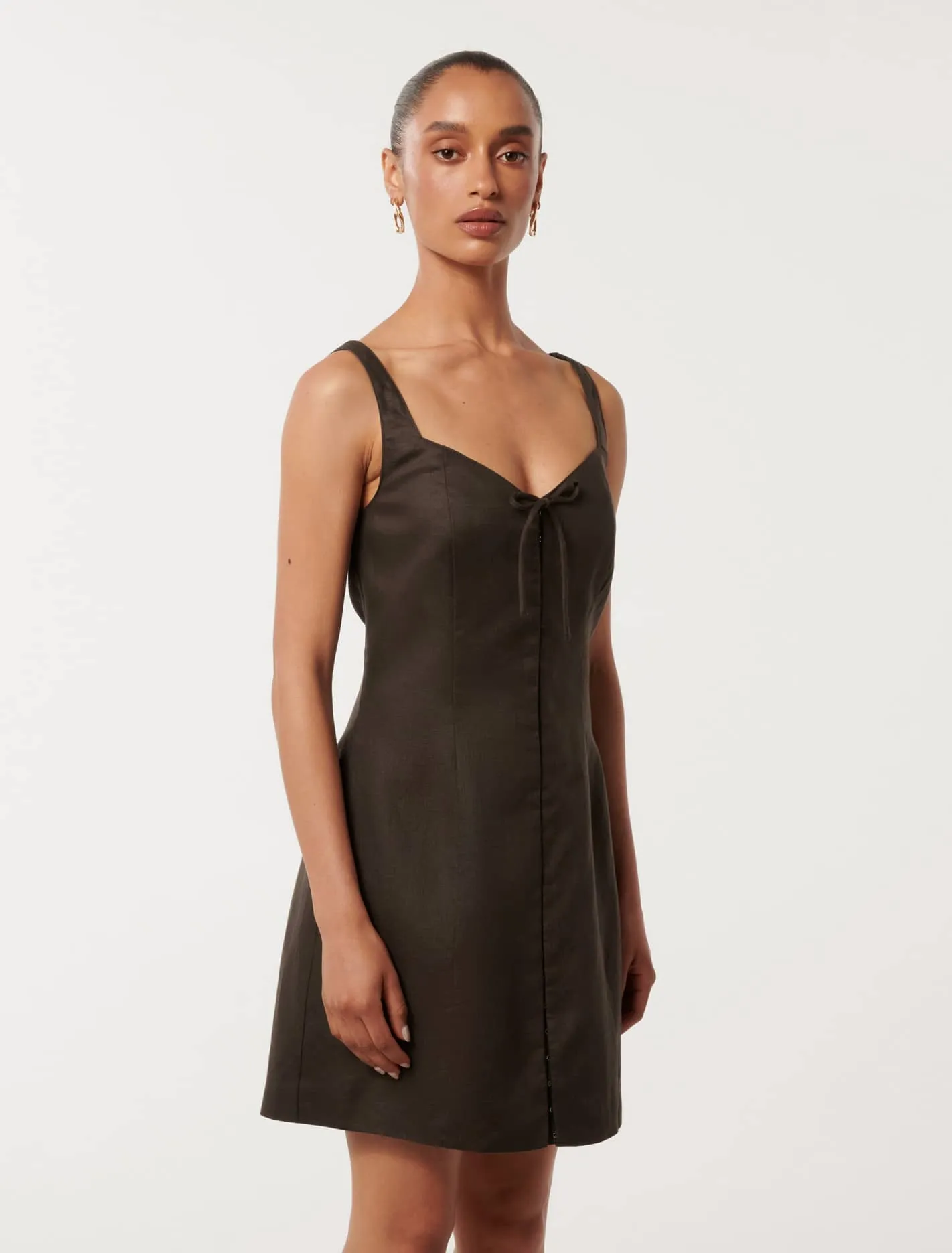 Monica Petite Bow Front Hook & Eye Mini Dress