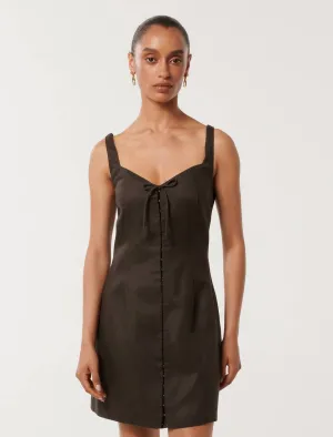 Monica Petite Bow Front Hook & Eye Mini Dress