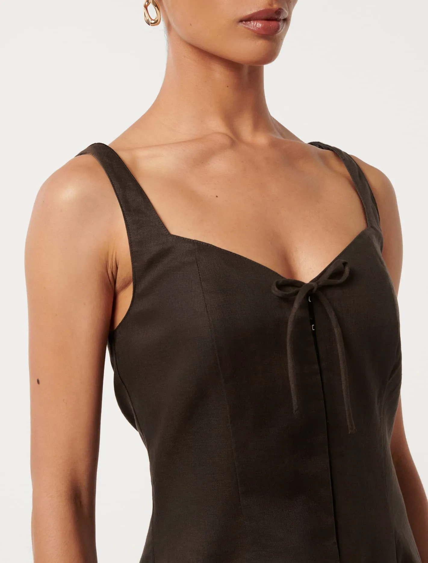 Monica Petite Bow Front Hook & Eye Mini Dress