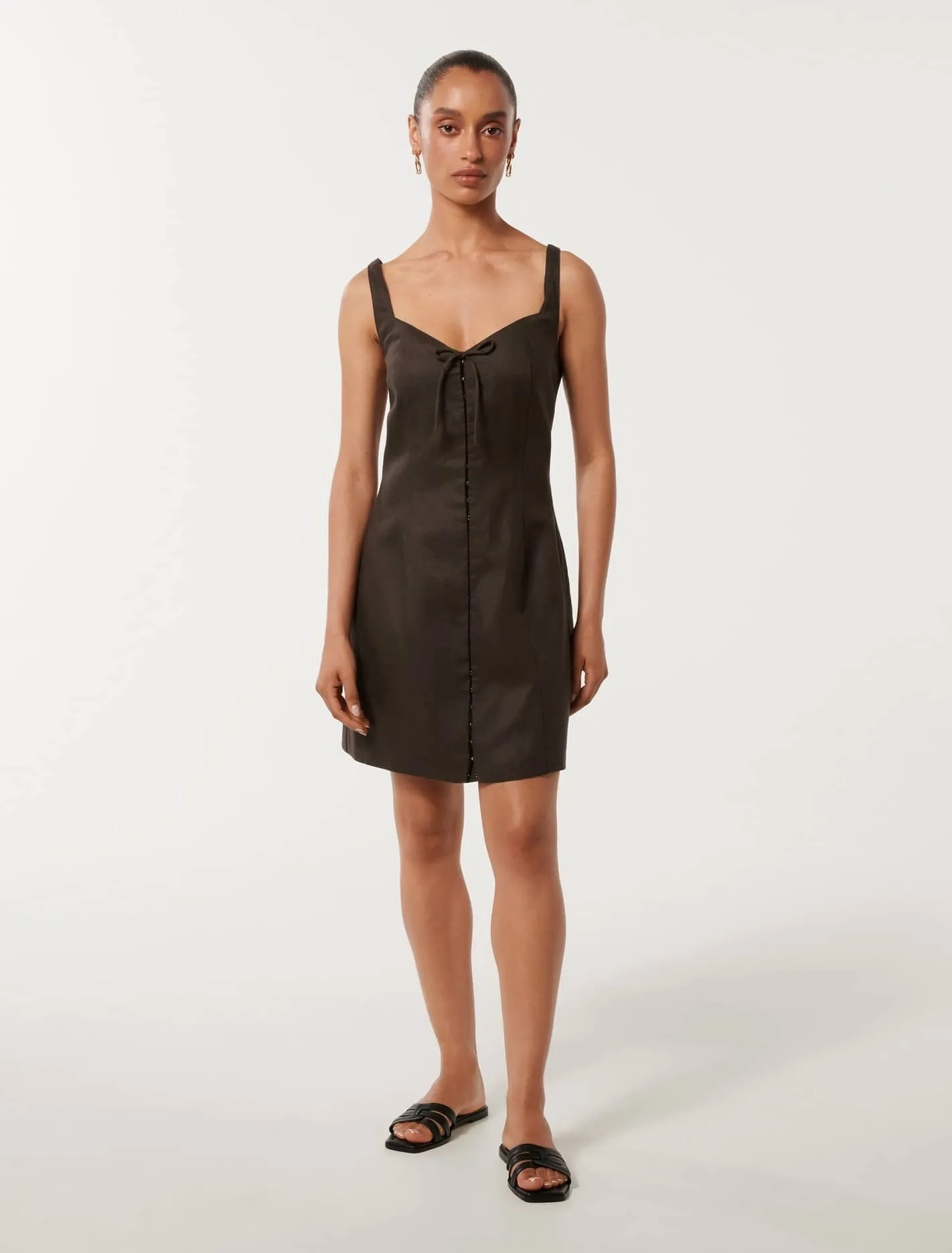 Monica Petite Bow Front Hook & Eye Mini Dress