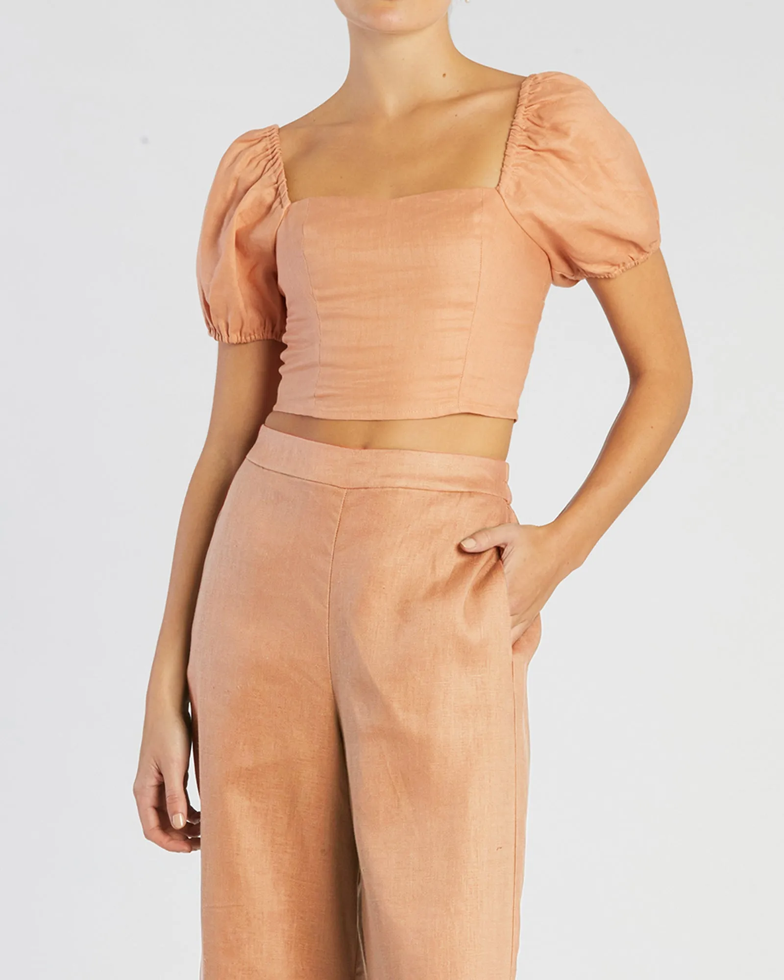 Muse Linen Top - Apricot