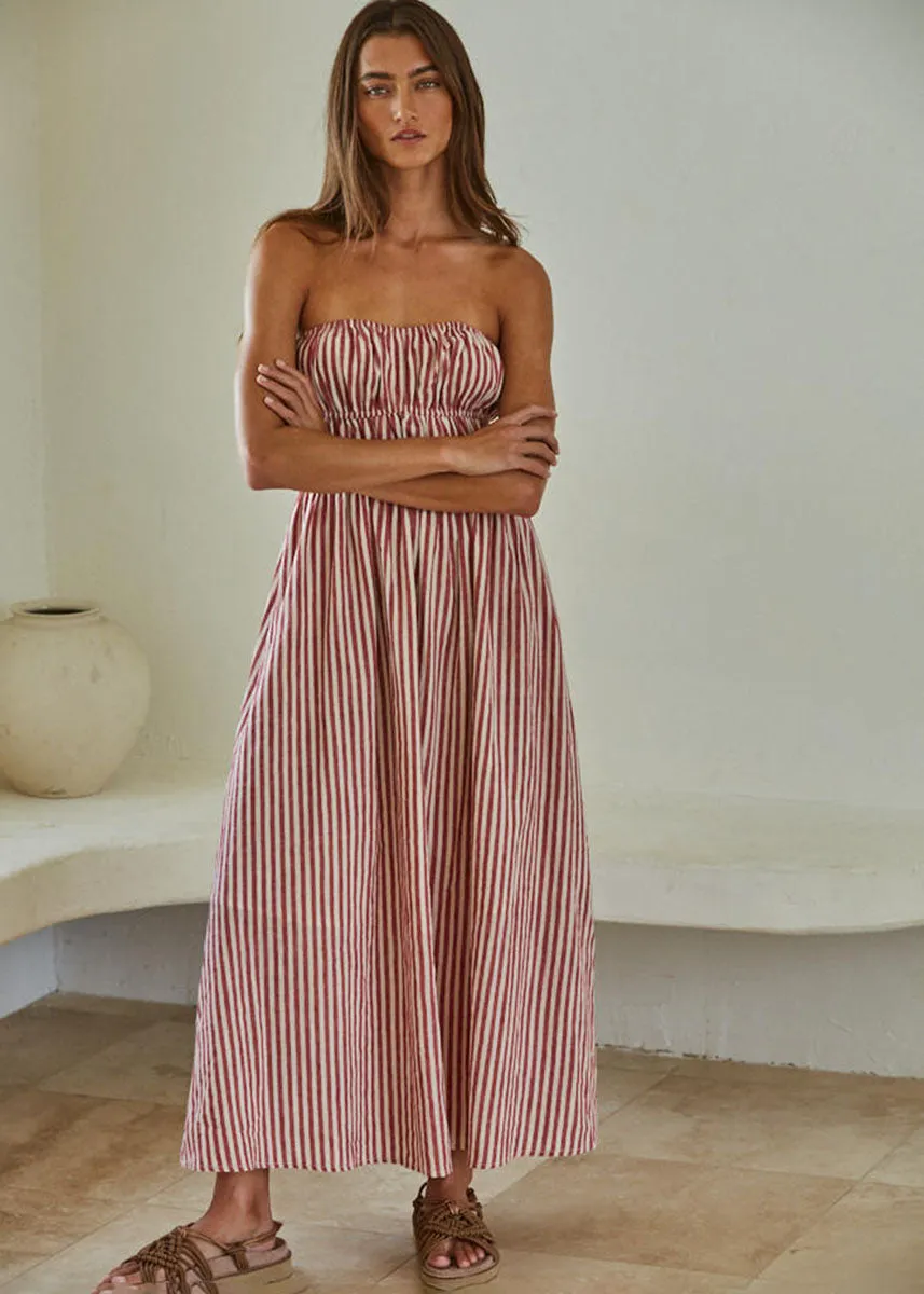 Myley Tube Midi Dress - Red