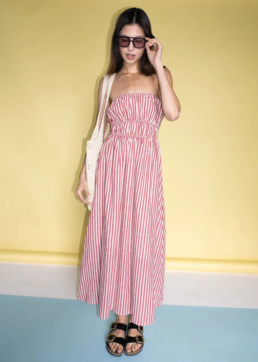 Myley Tube Midi Dress - Red